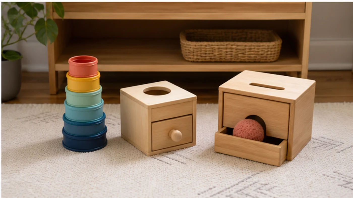 Object permanence and posting work — a classic Montessori baby gift