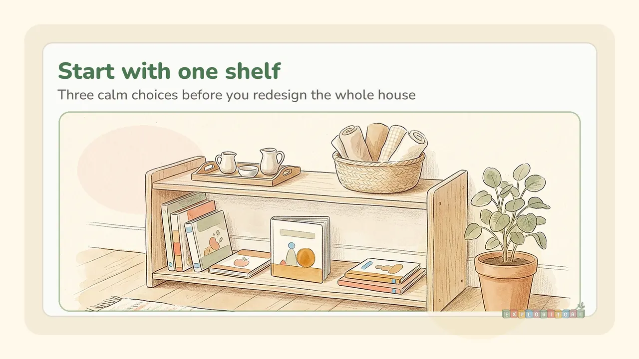 Start with one calm Montessori shelf before buying more materials