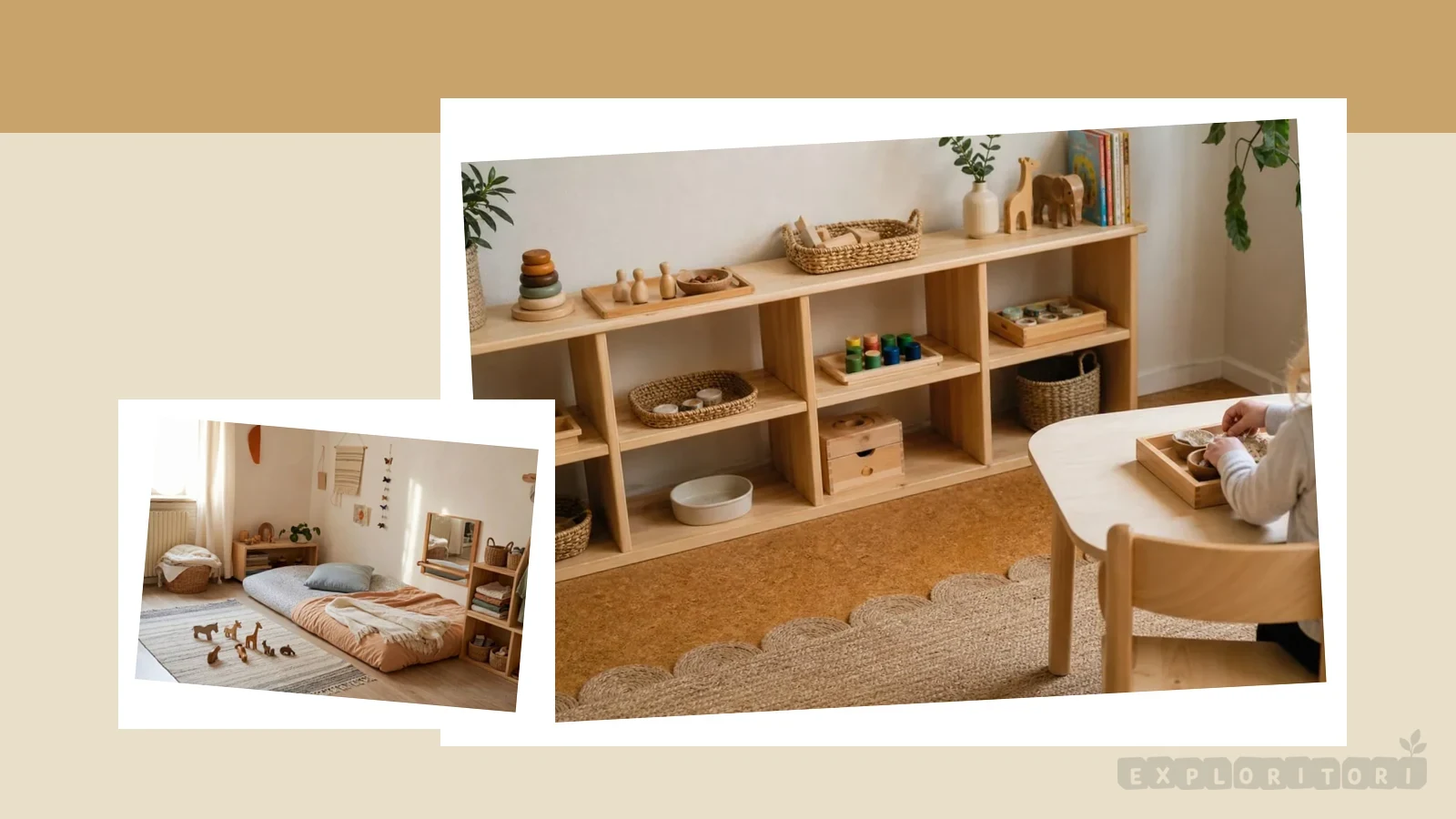 A simple Montessori baby play space with uncluttered materials