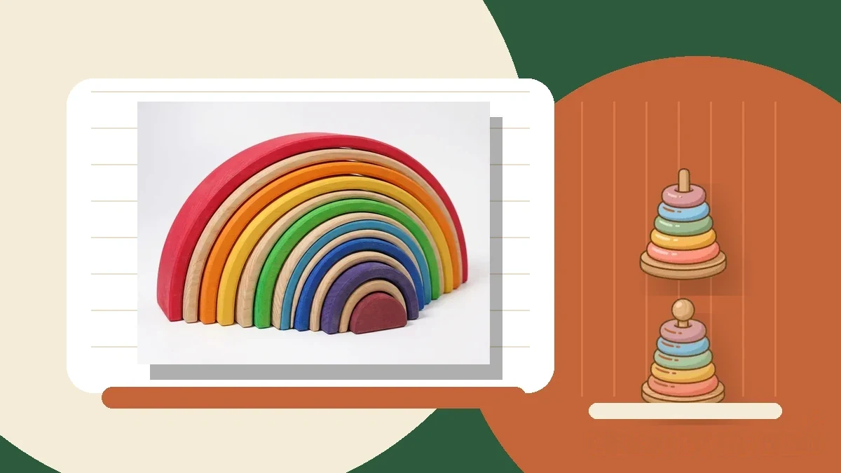 Grimm's Rainbow Stacker wooden toy in full colour gradient